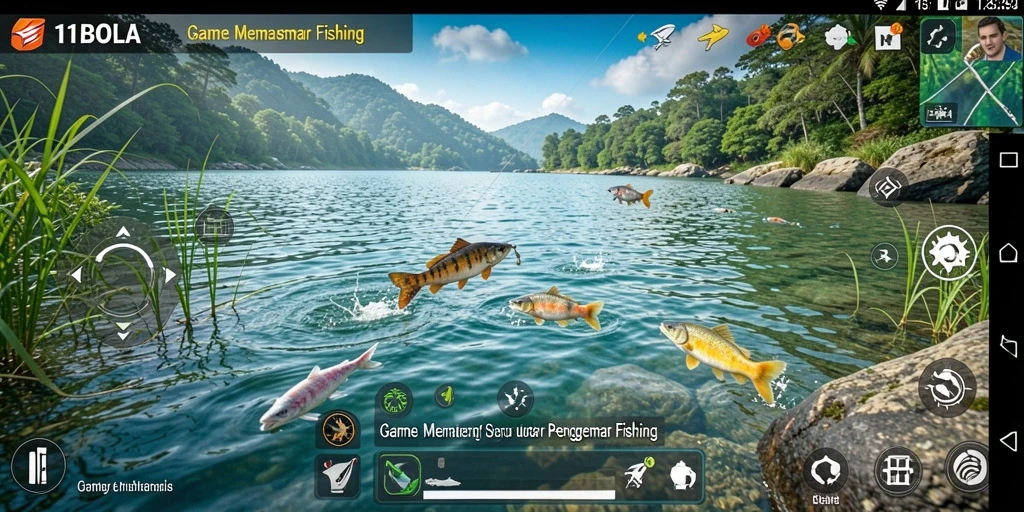Tampilan gameplay memancing yang menakjubkan dan seru di 11BOLA.