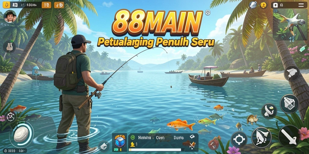 Screenshot gameplay 88MAIN yang menampilkan petualangan memancing yang seru.