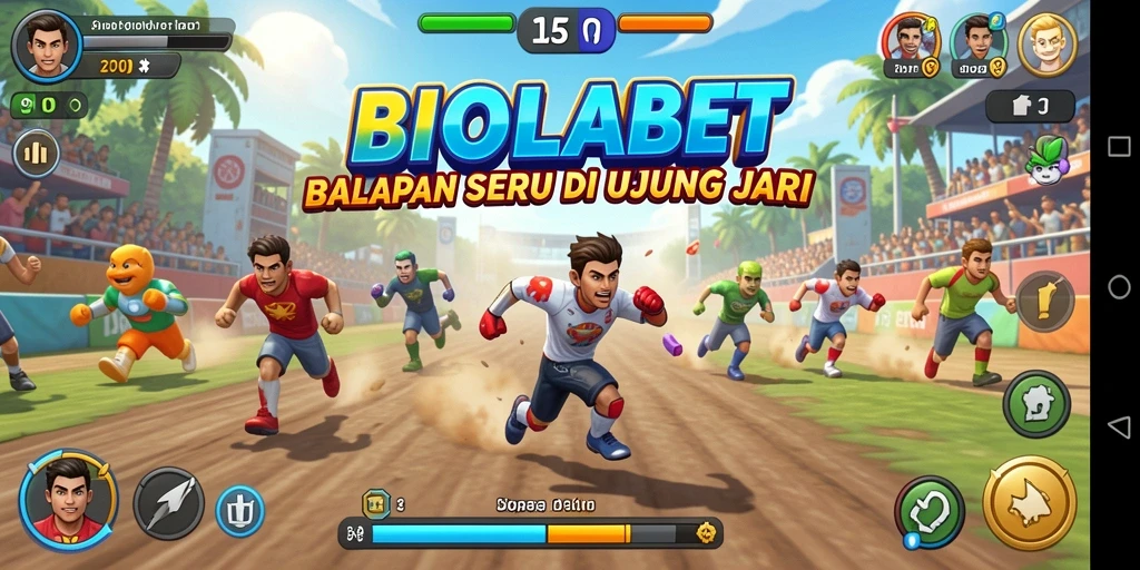 Tangkapan layar BIOLABET menampilkan aksi balapan yang mendebarkan.