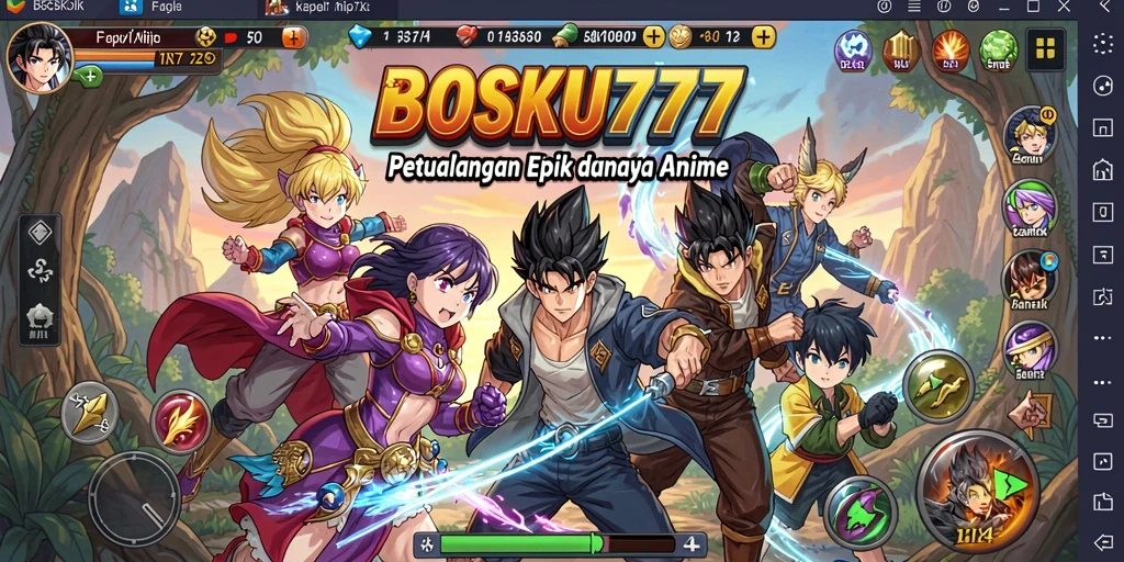 Tampilan gameplay yang menakjubkan dalam BOSKU777 dengan karakter anime yang hidup.