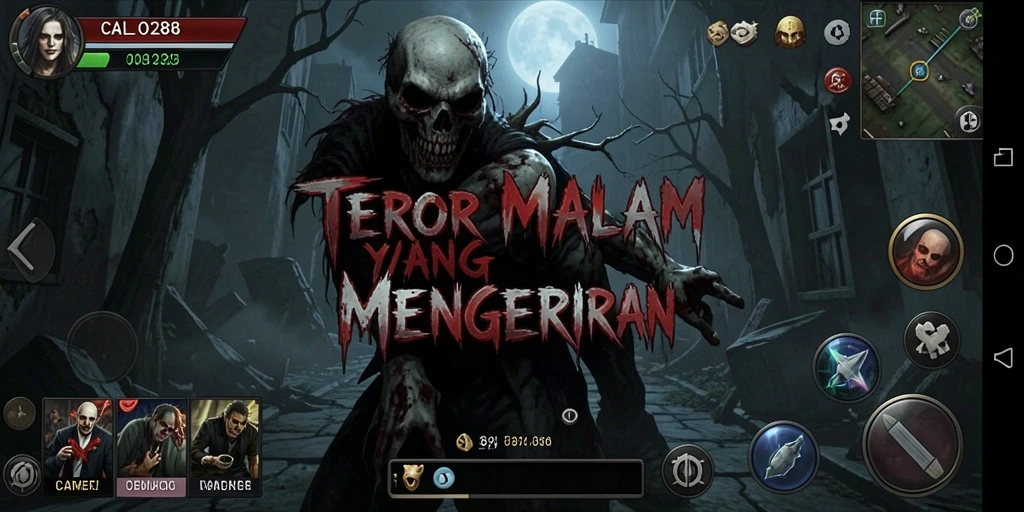 Tangkapan layar dari gameplay CALO288 yang menampilkan suasana menyeramkan.