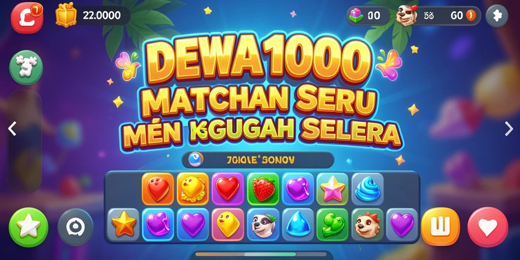 Tampilan gameplay seru dari DEWA1000 dengan elemen Match-3 yang menghibur.