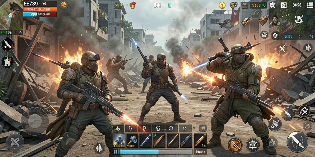Screenshot gameplay dari EE789 menunjukkan pertempuran strategi yang mendebarkan.