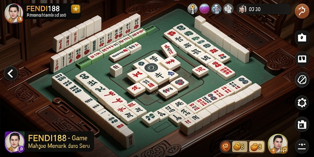 Tangkapan layar gameplay FENDI188 menampilkan pertandingan Mahjong yang menegangkan.