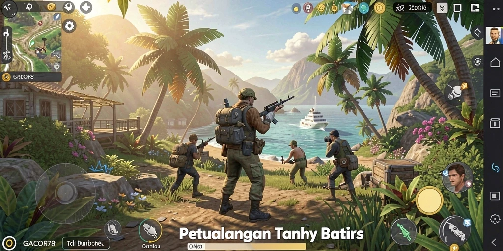 Screenshot gameplay GACOR78 menunjukkan keindahan dunia terbuka yang luas.