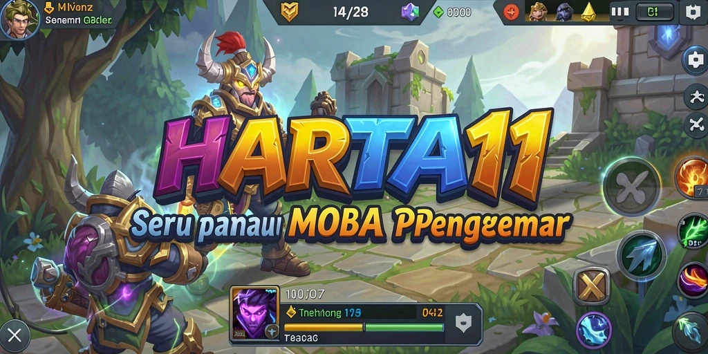 Tangkapan layar HARTA11 menampilkan pertempuran epik dalam permainan MOBA.