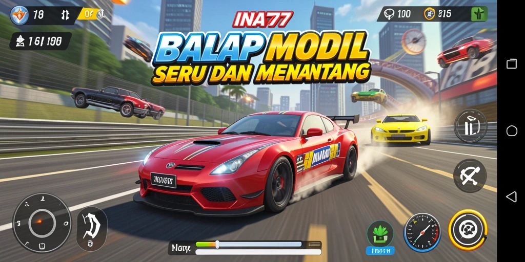 Tampilan gameplay INA777 yang mendebarkan dan penuh aksi balapan.