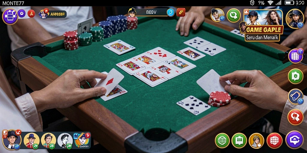 Gameplay seru dan menarik dari MONTE77 saat bermain Gaple.