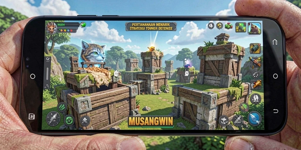 Tampilan gameplay Tower Defense yang menegangkan dan mengasyikkan.