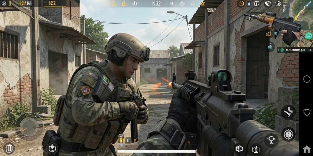Gameplay intens N32 dengan aksi tembak-menembak yang mendebarkan.