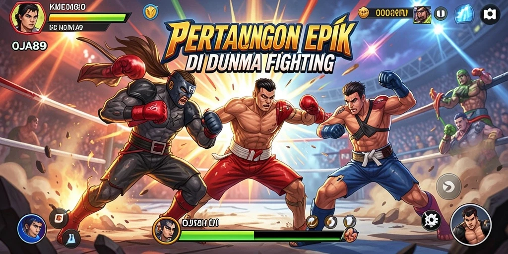 Tampilan gameplay OJA89 menunjukkan pertarungan seru antara karakter.
