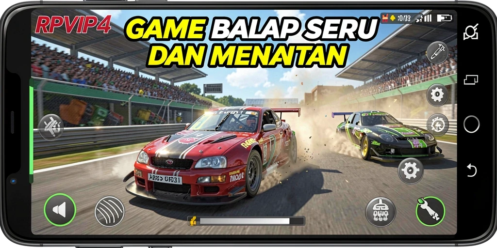 Tampilan menarik dari gameplay Racing RPVIP4 dengan lintasan yang menantang.