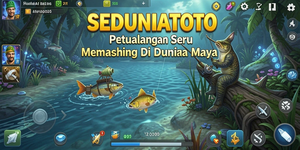 Screenshot gameplay SEDUNIATOTO yang menampilkan aksi memancing yang menegangkan.