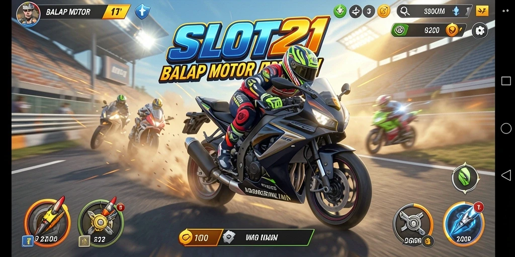 Gameplay balap motor yang seru dan mendebarkan di SLOT21.