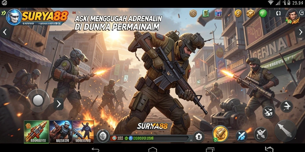Screenshot utama menunjukkan aksi seru dari gameplay SURYA88.