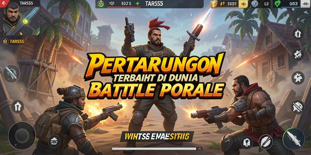 Screenshot TAR555: Menampilkan aksi mendebarkan dalam pertempuran Battle Royale.